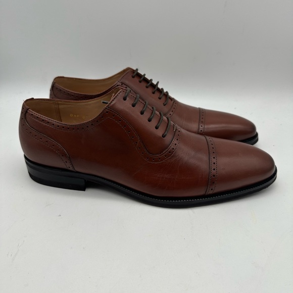 DAPPER SHOES CO. Handcrafted Genuine Leather Men's Cognac Oxford Leather Sz 8 - Picture 2 of 9